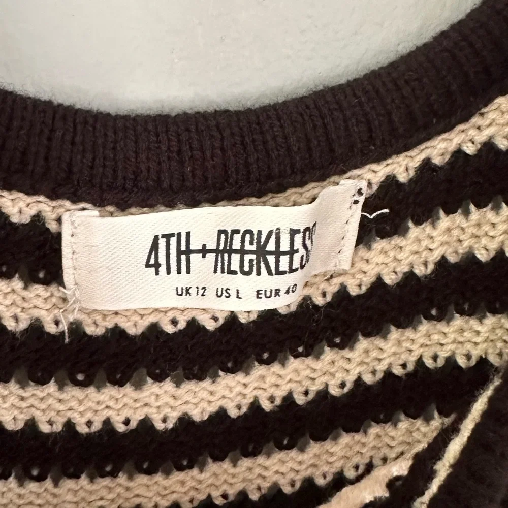 4th & Reckless Crochet Knit Black Stripe Maxi Dress Size Large - Picture 6 of 7
